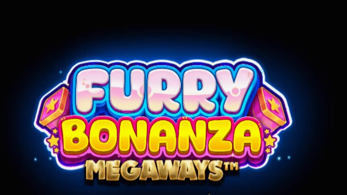 Furry Bonanza Megaways slot machine with cute bear characters and colorful forest background